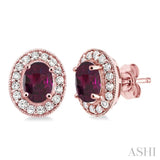 Oval Shape Gemstone & Diamond Earrings