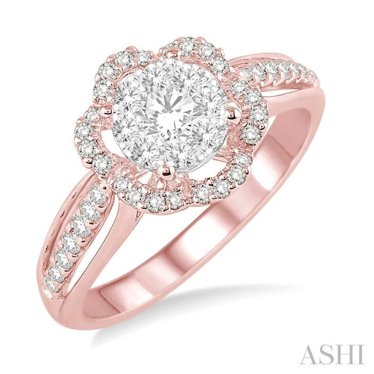 Flower Shape Lovebright Diamond Engagement Ring