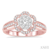 Flower Shape Lovebright Diamond Engagement Ring