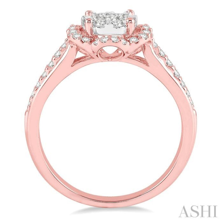 Flower Shape Lovebright Diamond Engagement Ring