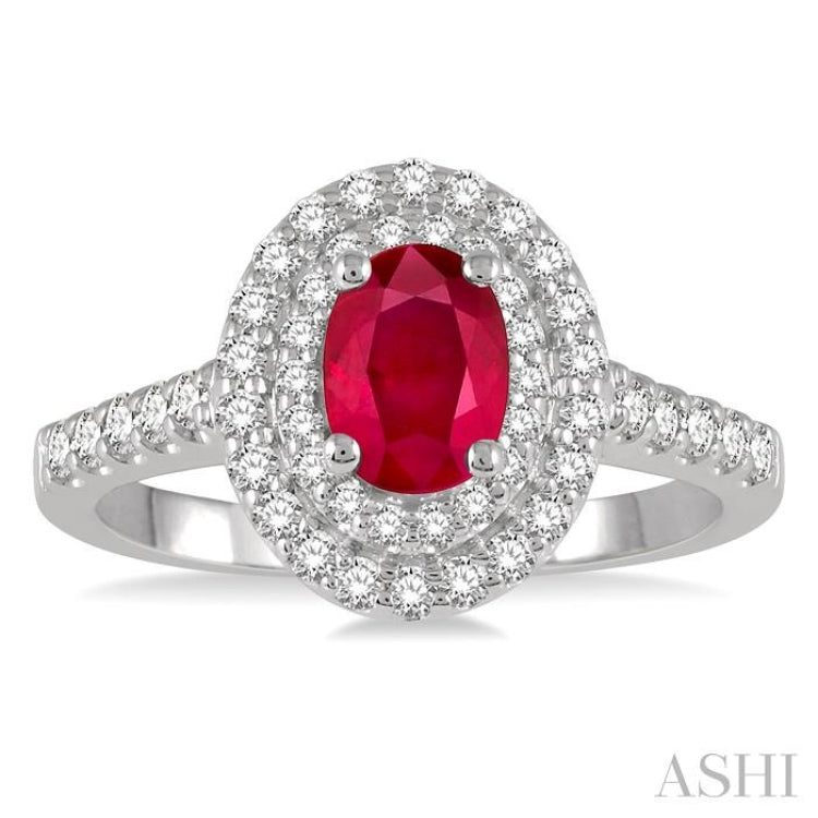 Oval Shape Gemstone & Diamond Ring