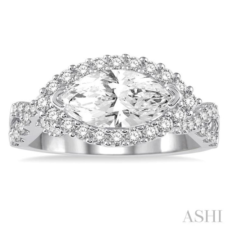 Marquise Shape Semi-Mount Diamond Engagement Ring