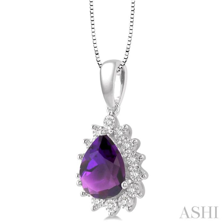 Pear Shape Gemstone & Diamond Pendant