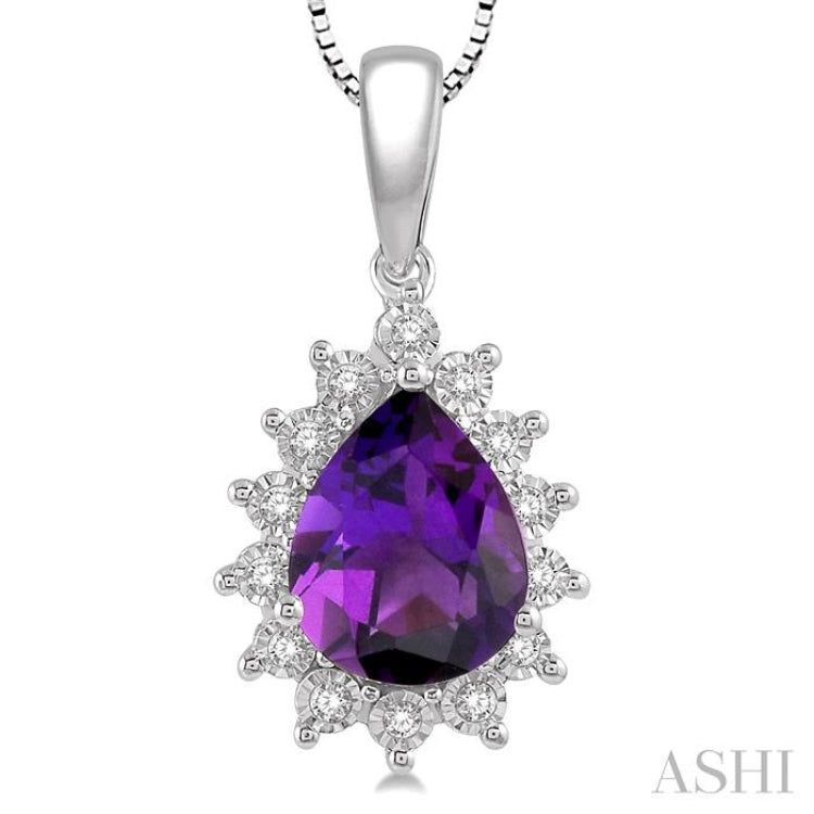 Pear Shape Gemstone & Diamond Pendant