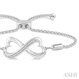 Silver Infinity Heart Shape Diamond Lariat Bracelet