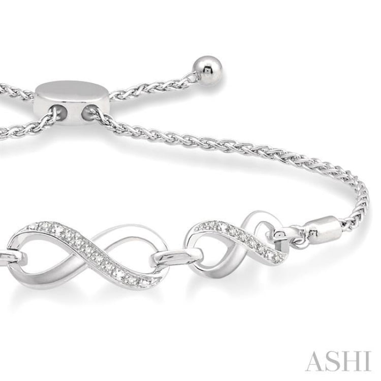 Silver Infinity Shape Diamond Lariat Bracelet