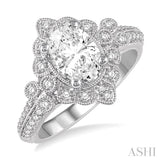 Oval Shape Semi-Mount Diamond Engagement Ring