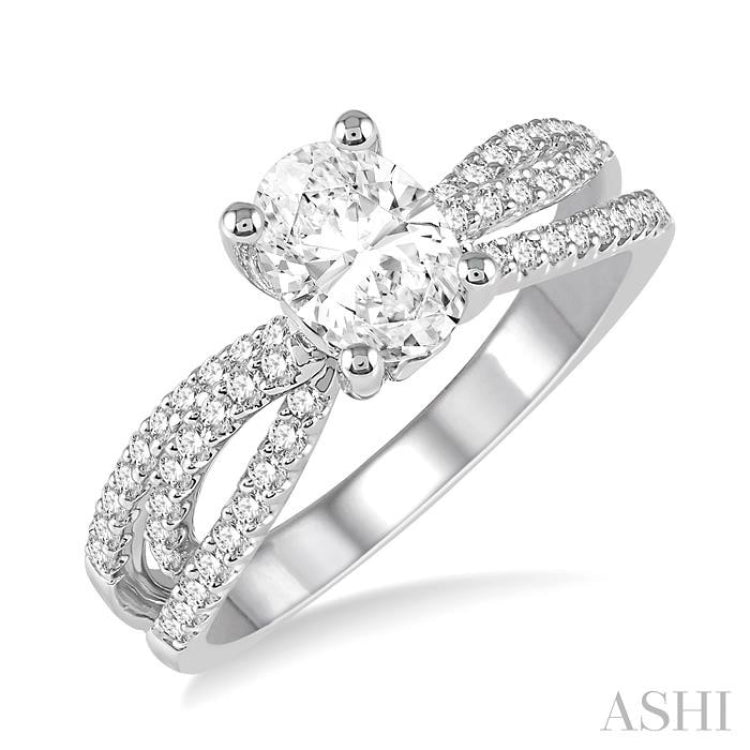 Oval Shape Semi-Mount Diamond Engagement Ring