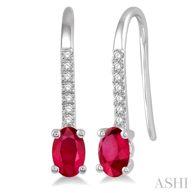 Oval Shape Gemstone & Diamond Earrings