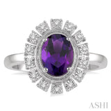 Oval Shape Gemstone & Diamond Ring