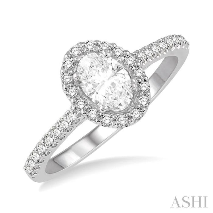 Oval Shape Semi-Mount Diamond Engagement Ring