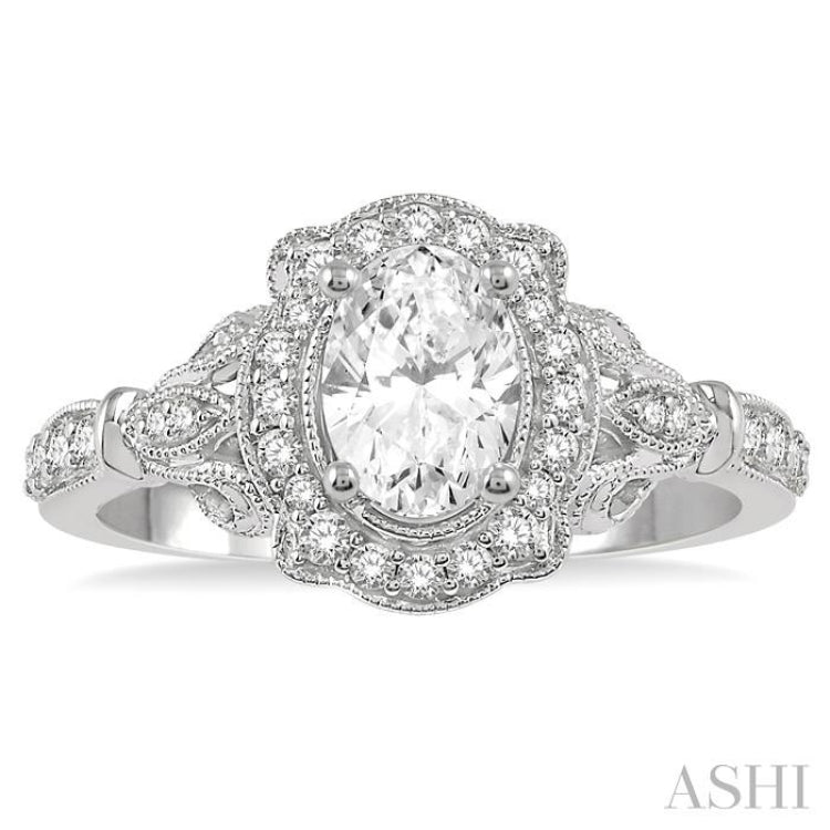 Oval Shape Semi-Mount Diamond Engagement Ring