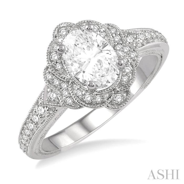 Oval Shape Semi-Mount Diamond Engagement Ring