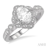 Oval Shape Semi-Mount Diamond Engagement Ring