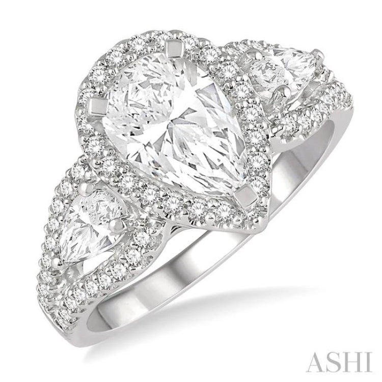 Pear Shape Past Present & Future Semi-Mount Diamond Engagement Ring