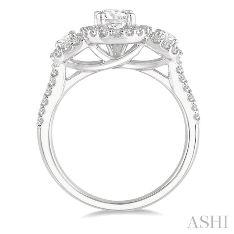 Oval Shape Past Present & Future Diamond Engagement Ring