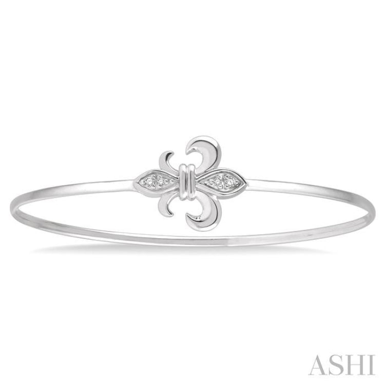 Silver Fleur De Lis Diamond Flexi Fashion Bangle