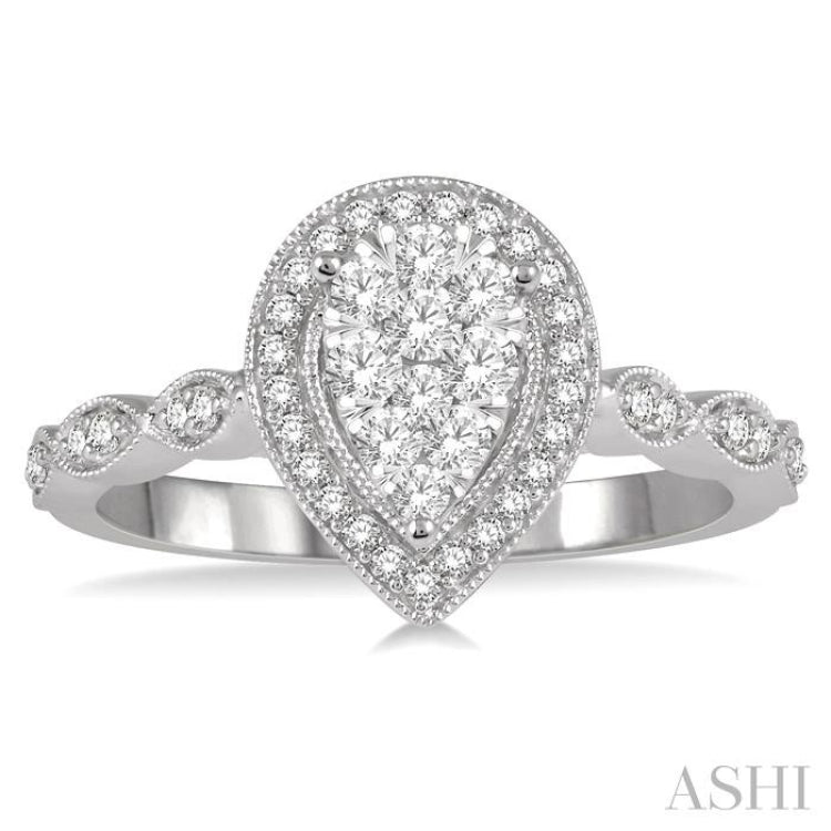 Pear Shape Lovebright Diamond Engagement Ring