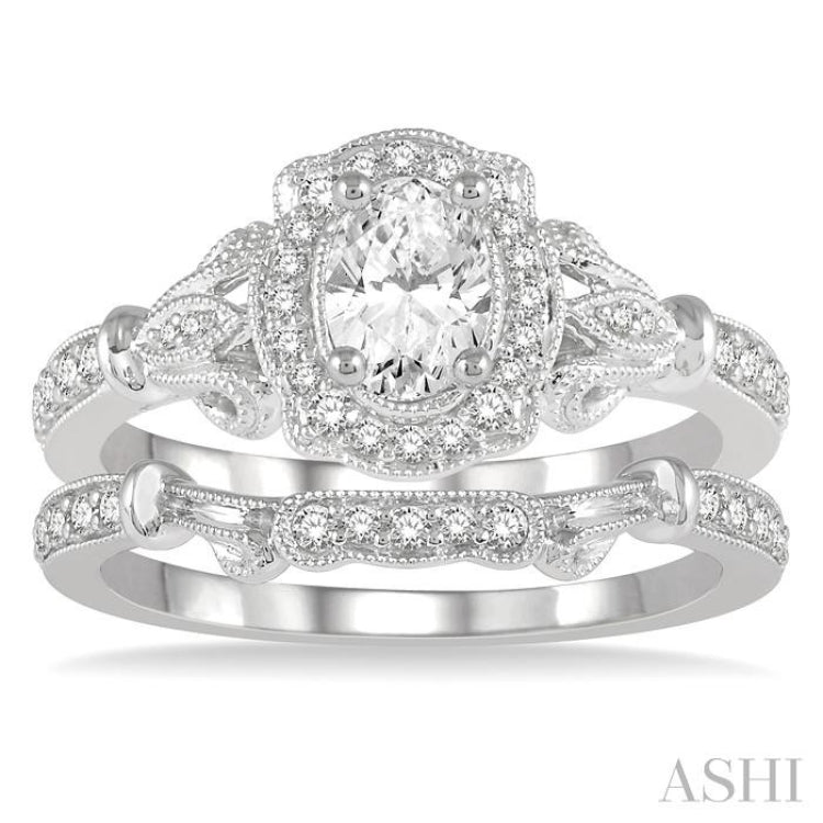 Oval Shape Diamond Wedding Set