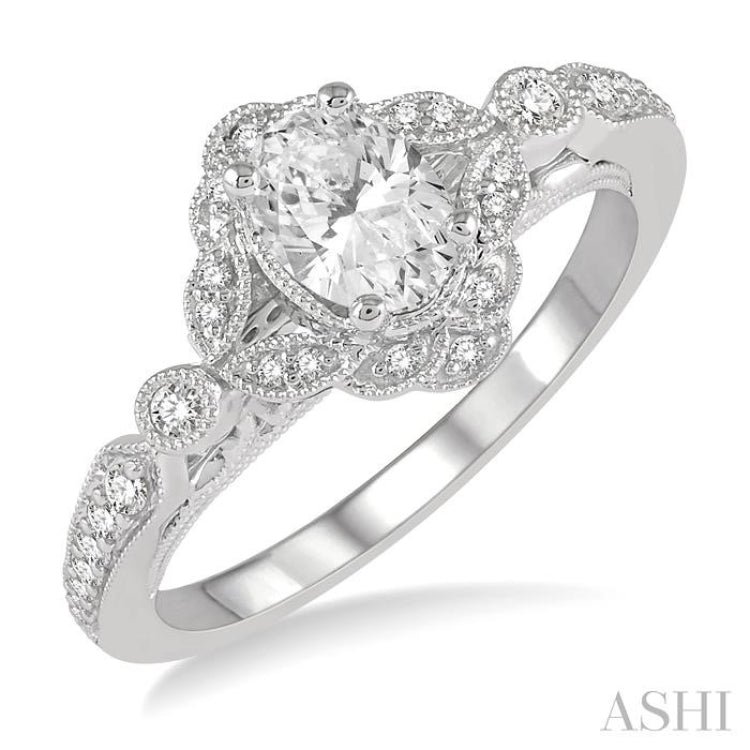 Oval Shape Semi-Mount Diamond Engagement Ring