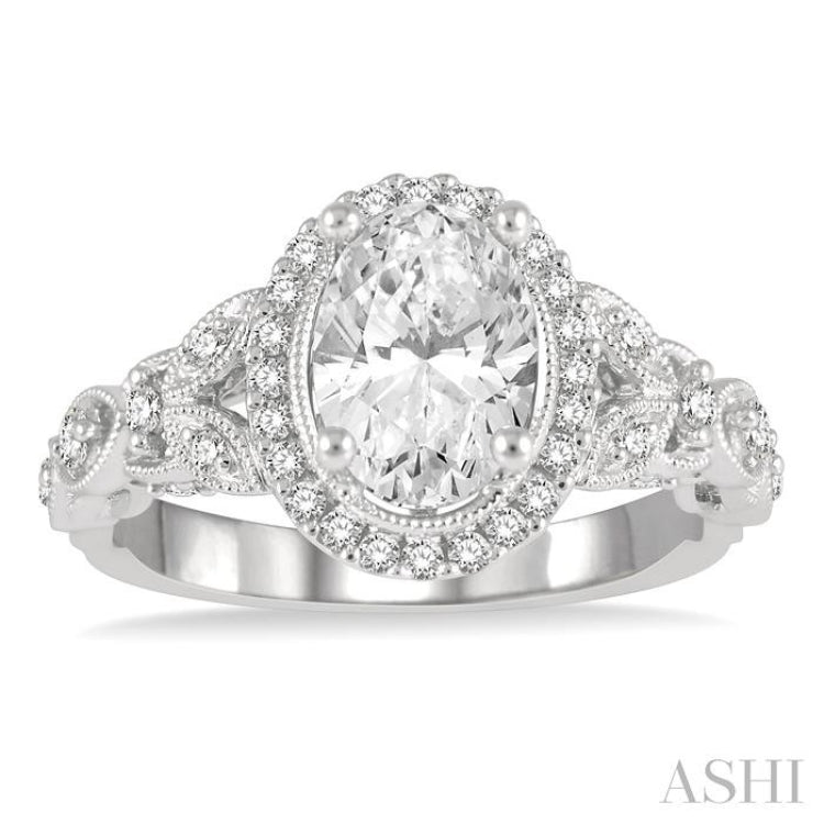 Oval Shape Semi-Mount Diamond Engagement Ring