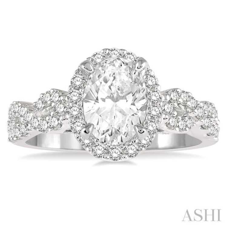 Oval Shape Semi-Mount Diamond Engagement Ring