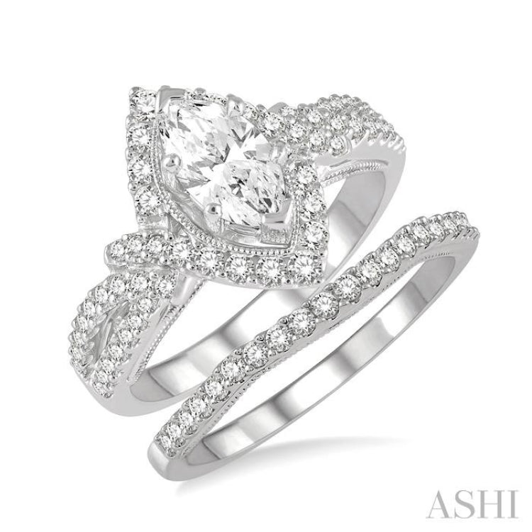 Marquise Shape Diamond Wedding Set