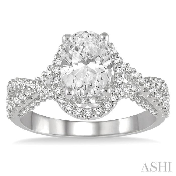 Oval Shape Semi-Mount Diamond Engagement Ring