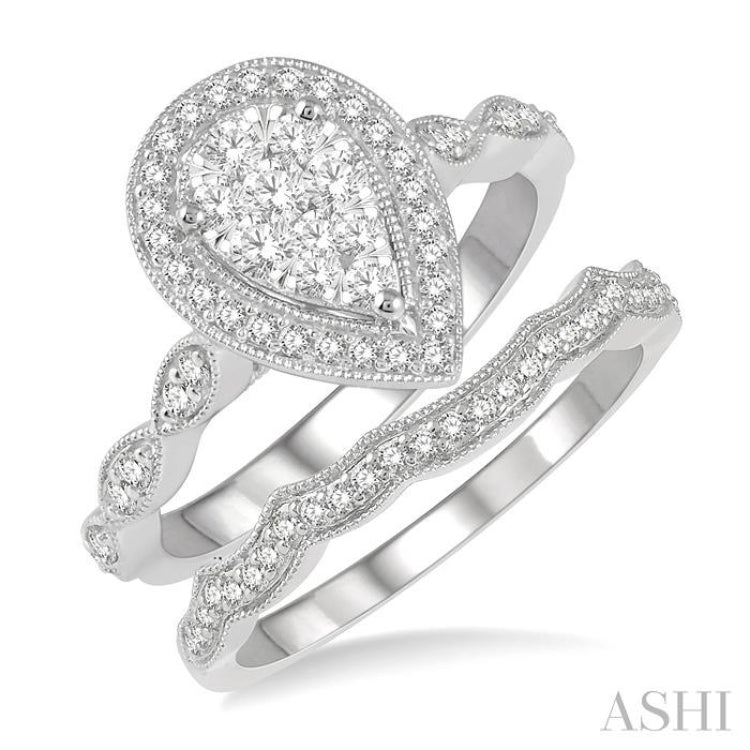 Pear Shape Lovebright Diamond Wedding Set