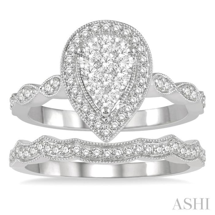 Pear Shape Lovebright Diamond Wedding Set