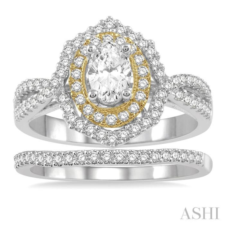 Oval Shape Diamond Wedding Set