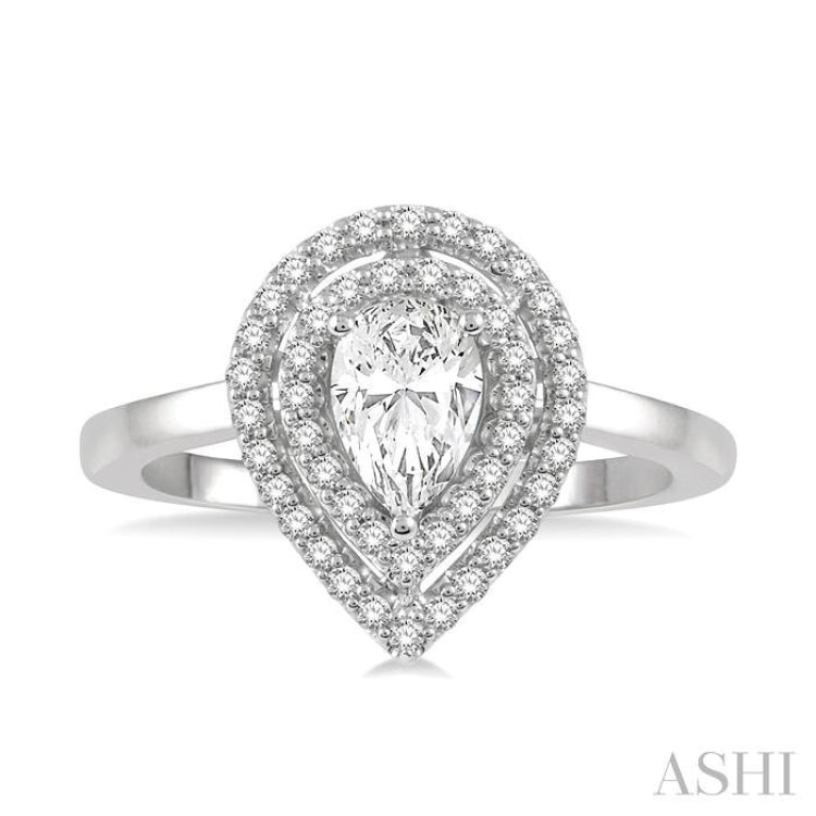 Pear Shape Semi-Mount Diamond Engagement Ring