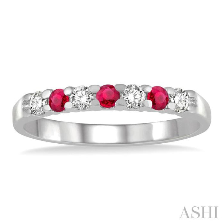 7 Stone Gemstone & Diamond Wedding Band