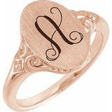 14K Rose 13x9 mm Oval Signet Ring Rose Gold - Luvona