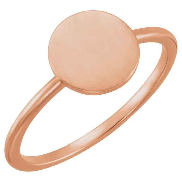 Be Posh Round Signet Ring Rose Gold No Engraving - Luvona