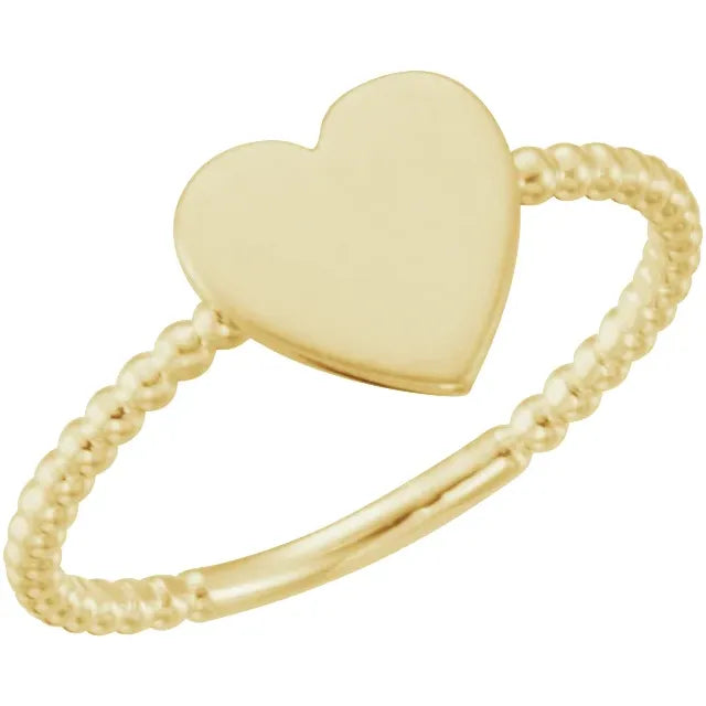 Heart Engravable Beaded Ring Be Posh - Luvona