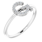 14K White .06 CTW Natural Diamond Initial Z Ring - Luvona