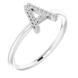 14K White .06 CTW Natural Diamond Initial Z Ring - Luvona