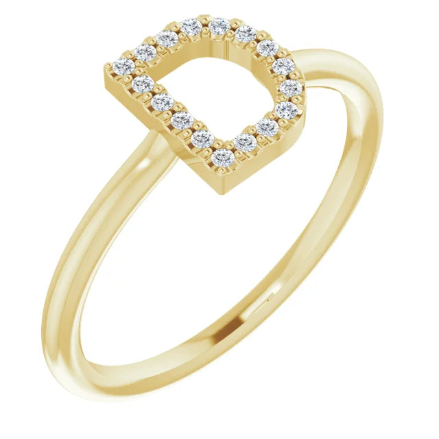 14K White .06 CTW Natural Diamond Initial Z Ring - Luvona