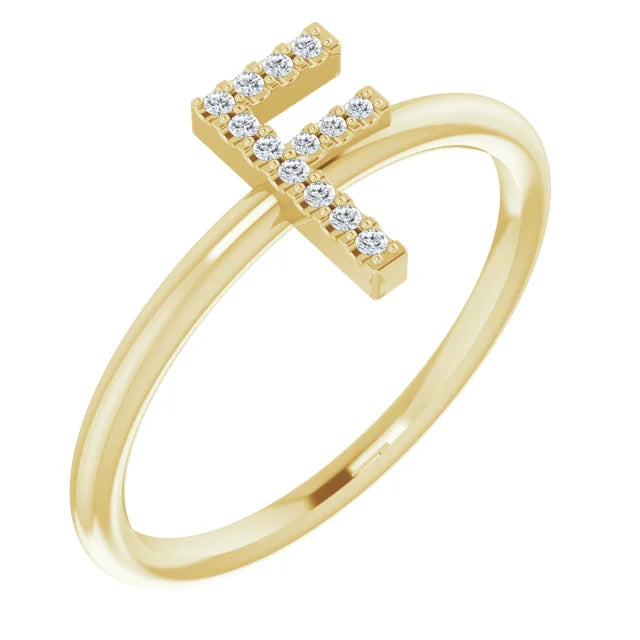 14K White .06 CTW Natural Diamond Initial Z Ring - Luvona