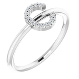 14K White .06 CTW Natural Diamond Initial Z Ring - Luvona