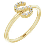 14K White .06 CTW Natural Diamond Initial Z Ring - Luvona