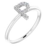 14K White .06 CTW Natural Diamond Initial Z Ring - Luvona