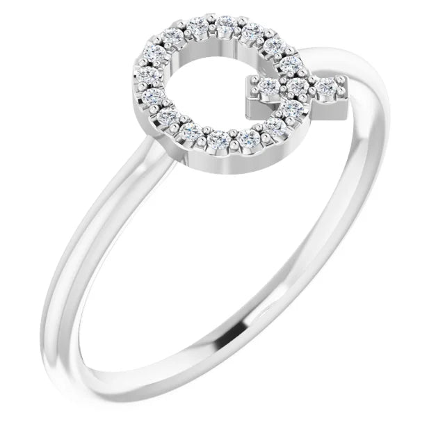 14K White .06 CTW Natural Diamond Initial Z Ring - Luvona