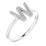 14K White .06 CTW Natural Diamond Initial Z Ring - Luvona