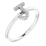 14K White .06 CTW Natural Diamond Initial Z Ring - Luvona