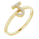 14K White .06 CTW Natural Diamond Initial Z Ring - Luvona