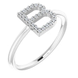 14K White .06 CTW Natural Diamond Initial Z Ring - Luvona