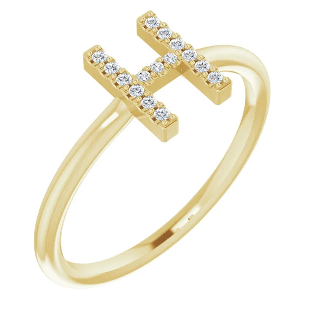 14K White .06 CTW Natural Diamond Initial Z Ring - Luvona