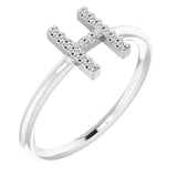 14K White .06 CTW Natural Diamond Initial Z Ring - Luvona